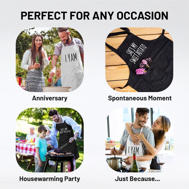 Couples Funny Aprons - Kitchen Cooking Set Gift