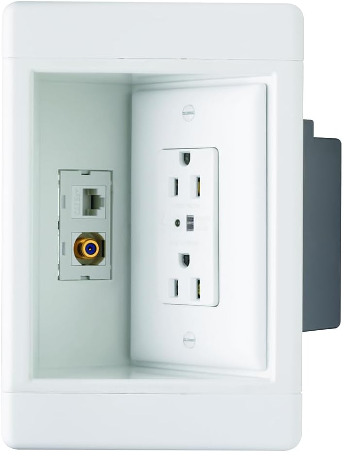 Legrand Recessed TV Box with Surge Protection, White