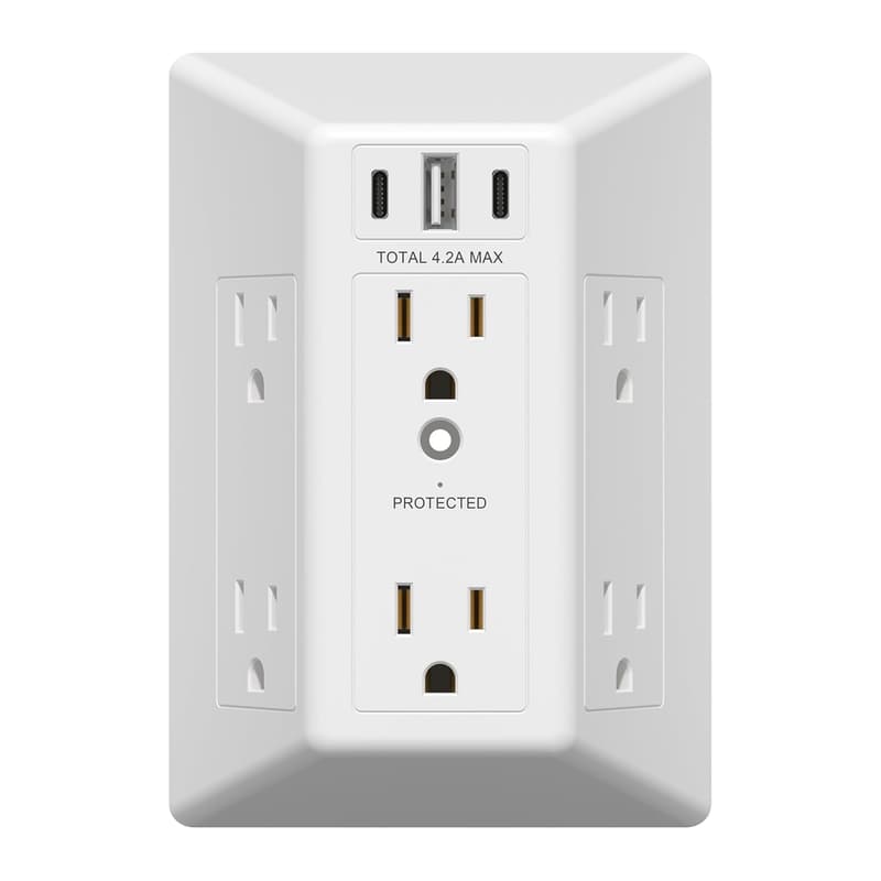 Surge Protector with 3 USB Ports, 1500 Joules, White