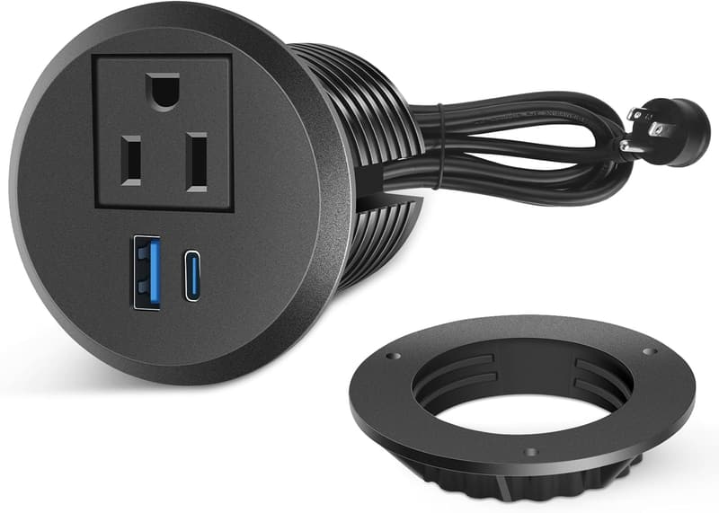 Recessed Power Outlet with 20W USB-C Fast Charging for Desks
