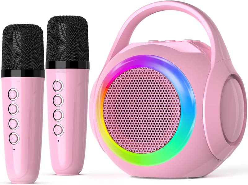 Kids' Bluetooth Karaoke Machine with 2 Microphones & LED Lights