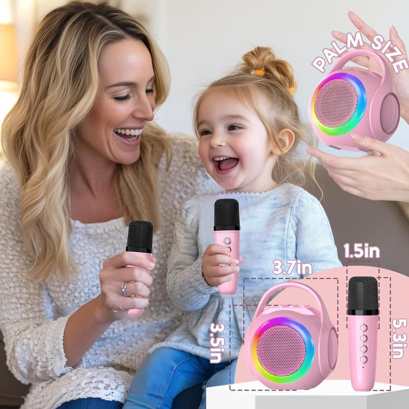Kids' Bluetooth Karaoke Machine with 2 Microphones & LED Lights