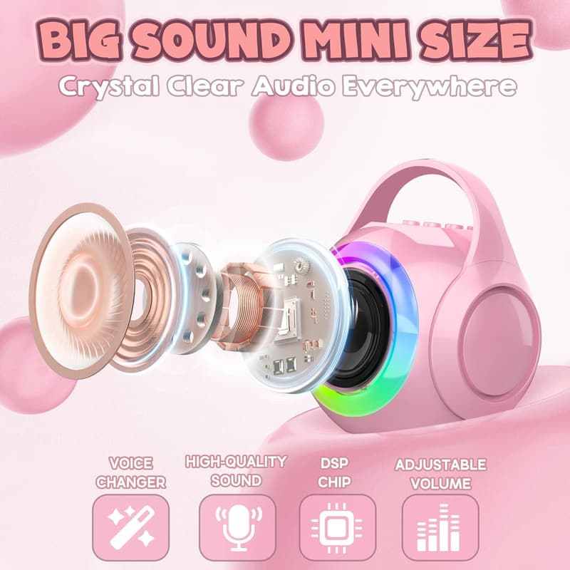 Kids' Bluetooth Karaoke Machine with 2 Microphones & LED Lights
