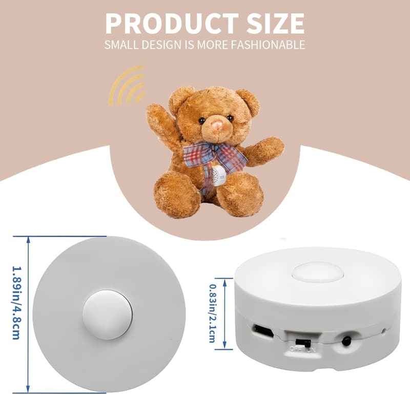 Custom Voice Recorder for Plush Toys - 195 Seconds, USB Rechargeable