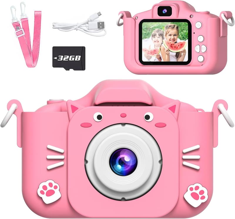 Kids Camera with Silicone Sleeve - 1080p for Ages 3-7