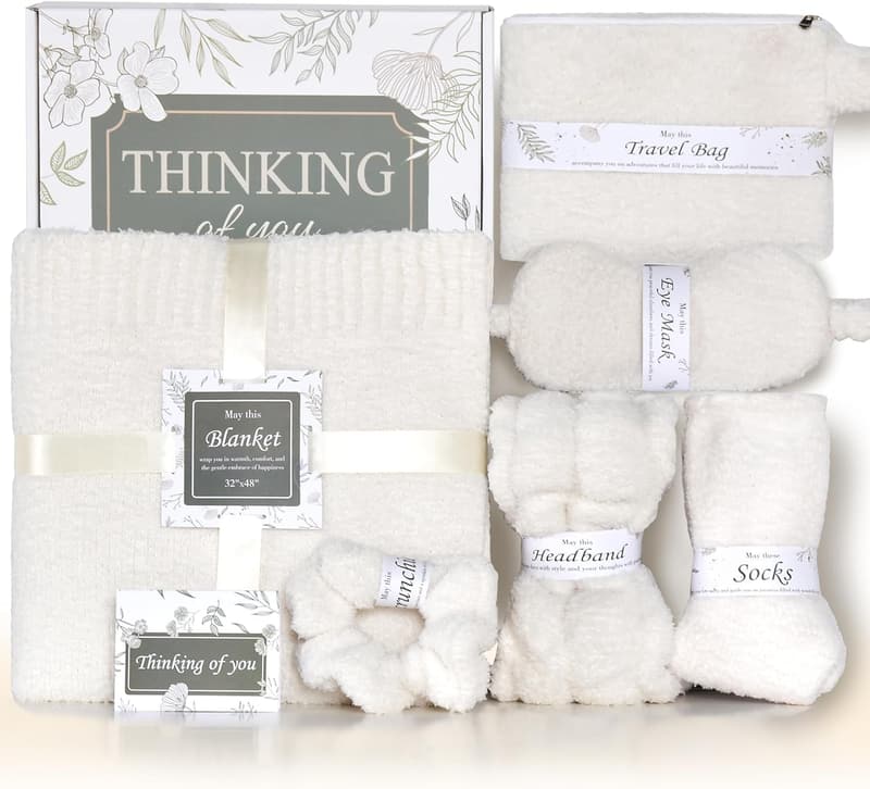 Get Well Soon Cozy Gift Basket for Women with Blanket & Essentials