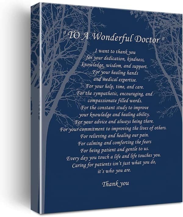 Doctor Appreciation Poem Canvas Wall Art for Home/Office