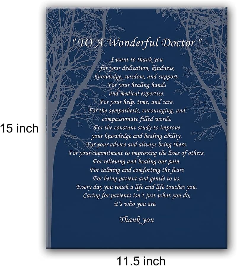 Doctor Appreciation Poem Canvas Wall Art for Home/Office