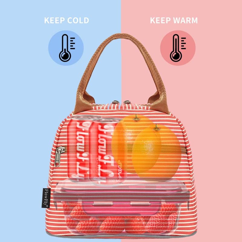 Insulated Lunch Cooler Tote Bag for Women & Men, Red