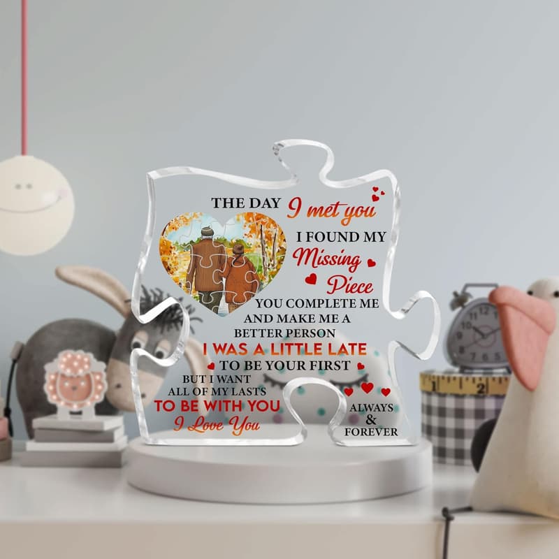 Couples Acrylic Puzzle Plaque for Newlyweds - Romantic Gift