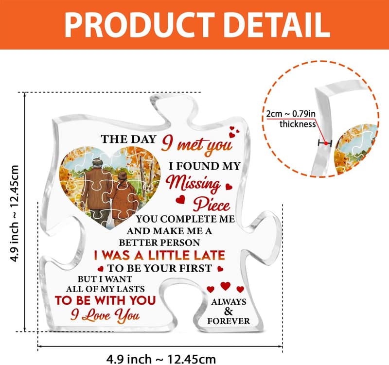 Couples Acrylic Puzzle Plaque for Newlyweds - Romantic Gift