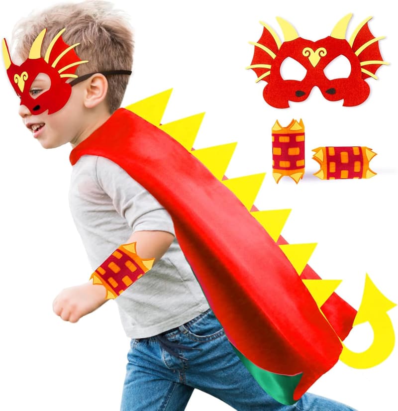 Kids Dinosaur Costume Set with Cape and Mask for Birthday Parties