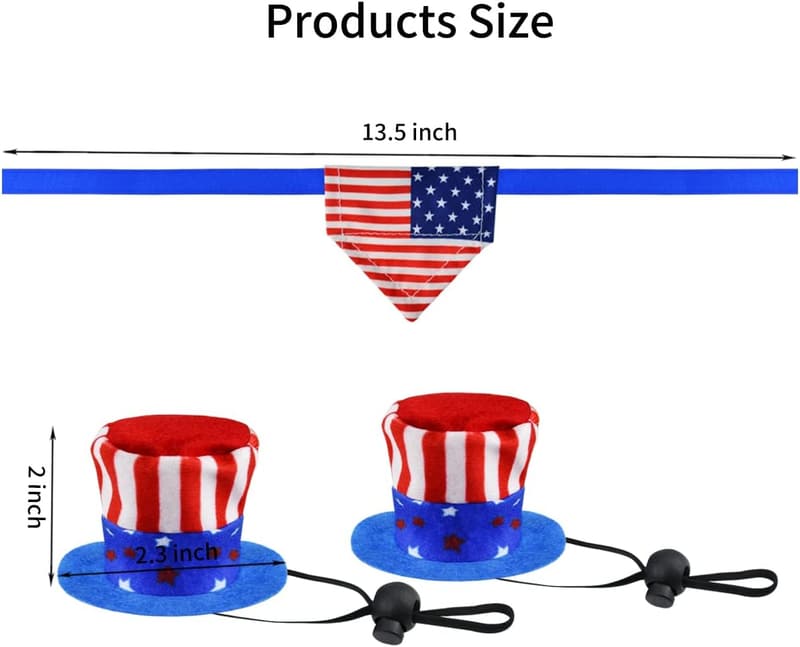 4th of July Bearded Dragon Costume Set with Hats & Bandanas