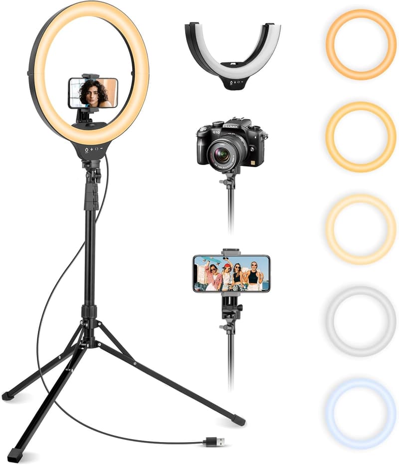 14'' Dimmable Selfie Ring Light with Tripod & Phone Holder