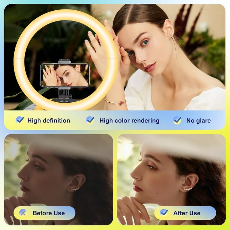 14'' Dimmable Selfie Ring Light with Tripod & Phone Holder