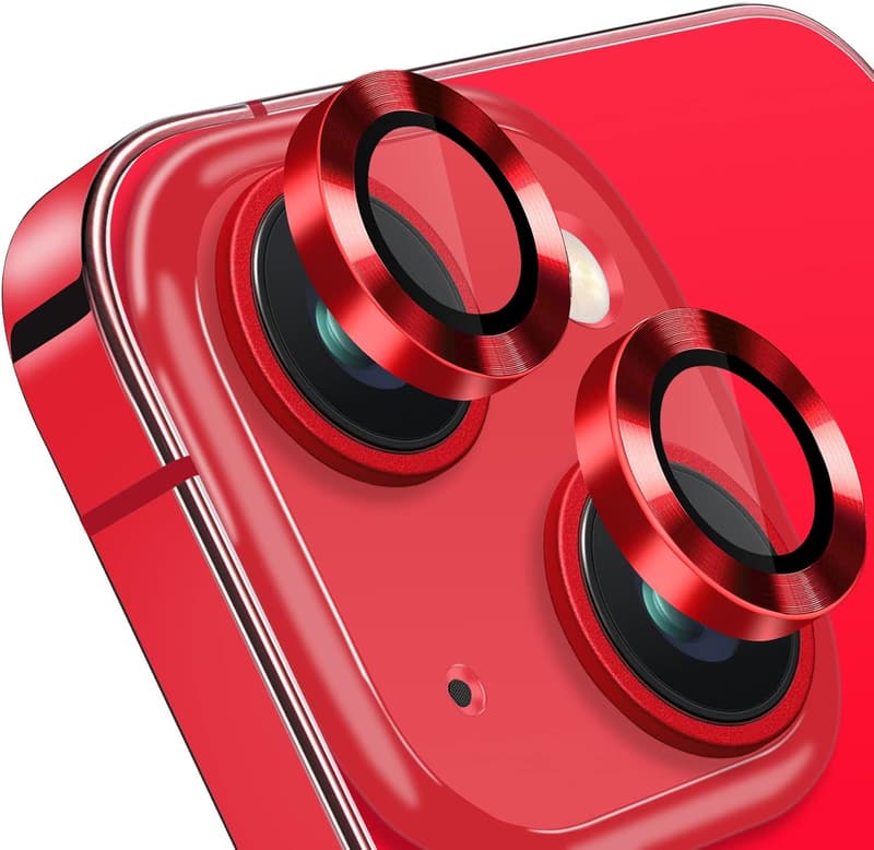 iPhone 14/14 Plus 9H Tempered Glass Camera Lens Protector - 2 Pcs Red
