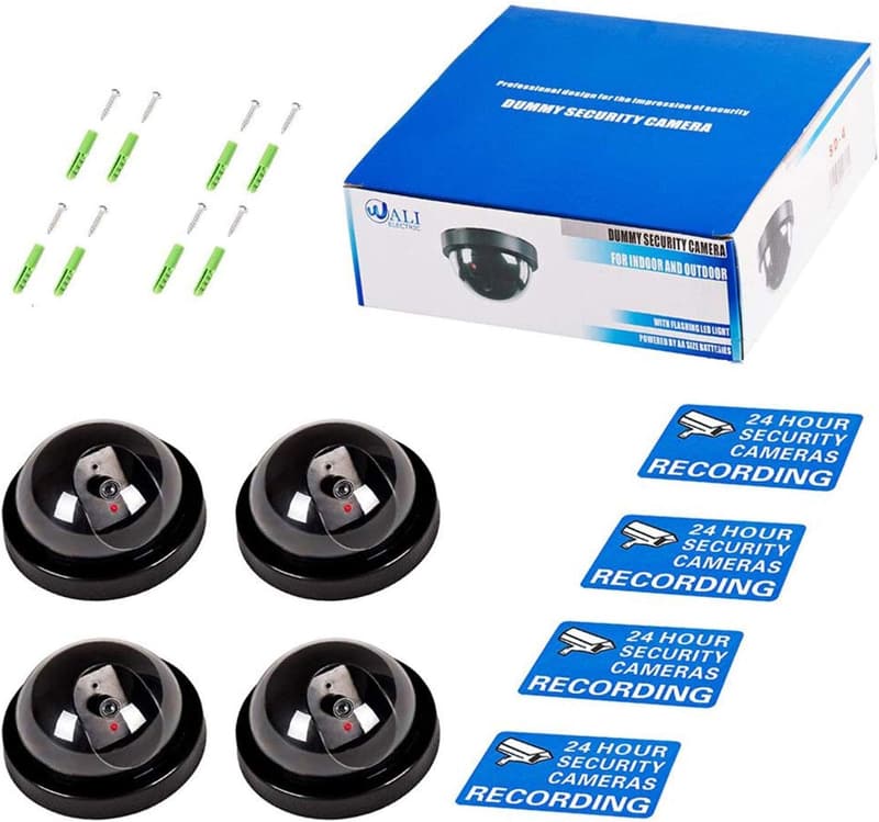 WALI Fake Security Dome Camera with LED Light - 4 Pack
