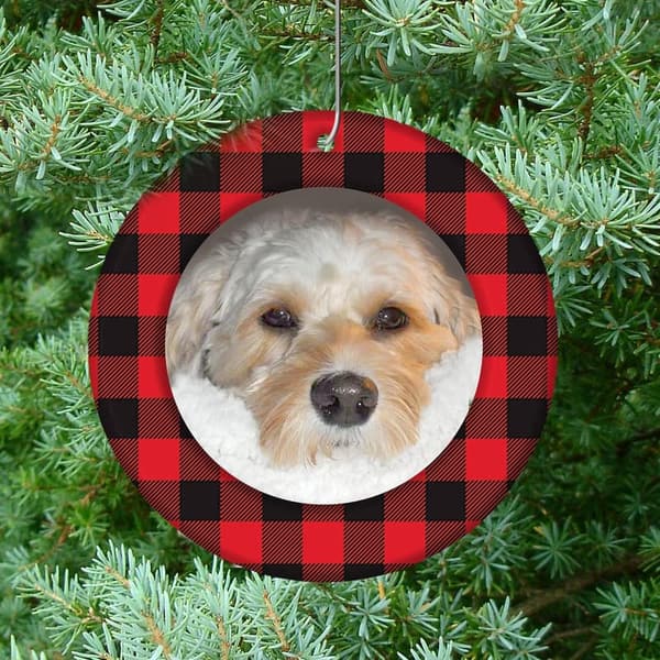 Rustic Buffalo Plaid Christmas Photo Ornaments - 6-Pack