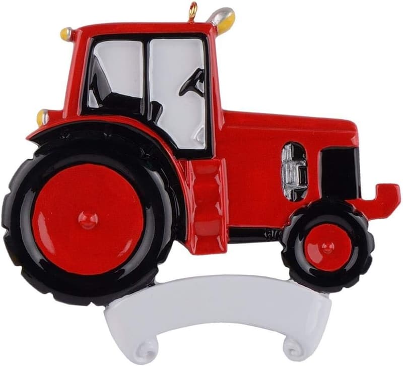Personalized Red Tractor Christmas Ornament 2024