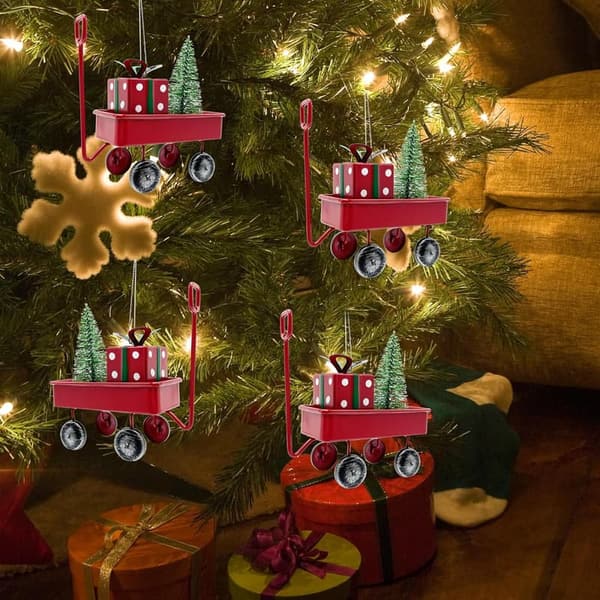 Vintage Red Christmas Wagon Hanging Decorations (4PCS)