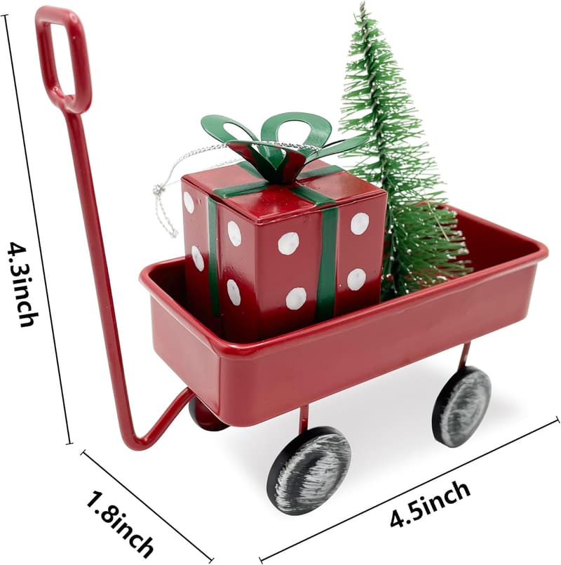Vintage Red Christmas Wagon Hanging Decorations (4PCS)