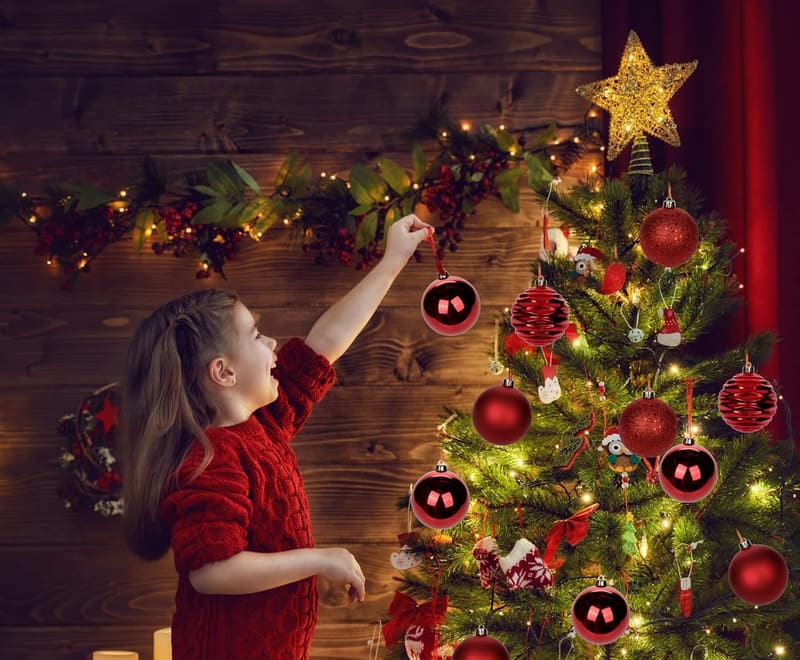 12 Pcs Red Shatterproof Christmas Ball Ornaments for Holiday Decor