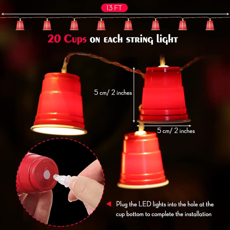 Graduation Party LED Mini Shot Cup String Lights - 2 Pack