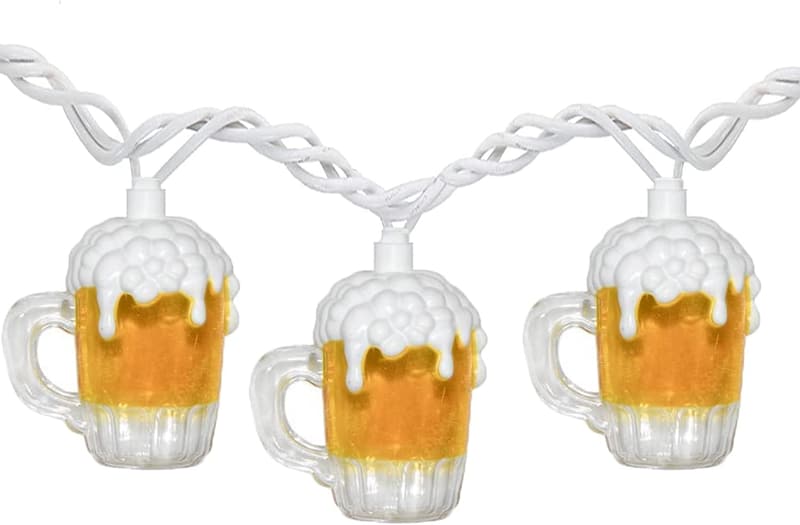St. Patrick's Day 3D Beer Mug String Lights, 10 Connectable Cups