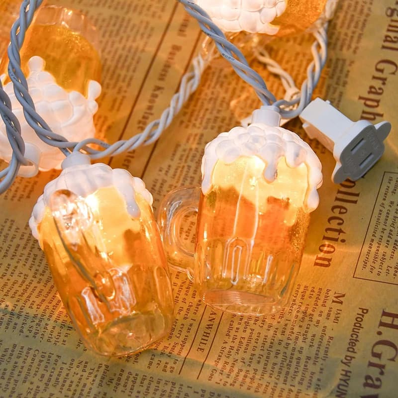 St. Patrick's Day 3D Beer Mug String Lights, 10 Connectable Cups