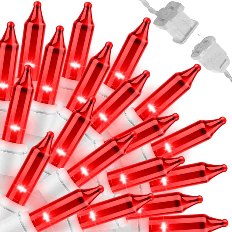 100 Count White Wire Mini Incandescent String Lights for Christmas