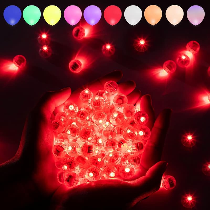 Red Balloon Light Set - 100 Mini LED Lights for Party Decor