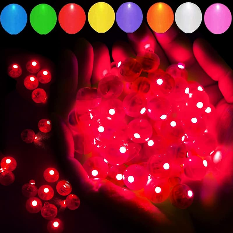 Red LED Balloon Lights - 50 Pcs Mini Ball Lamps for Events