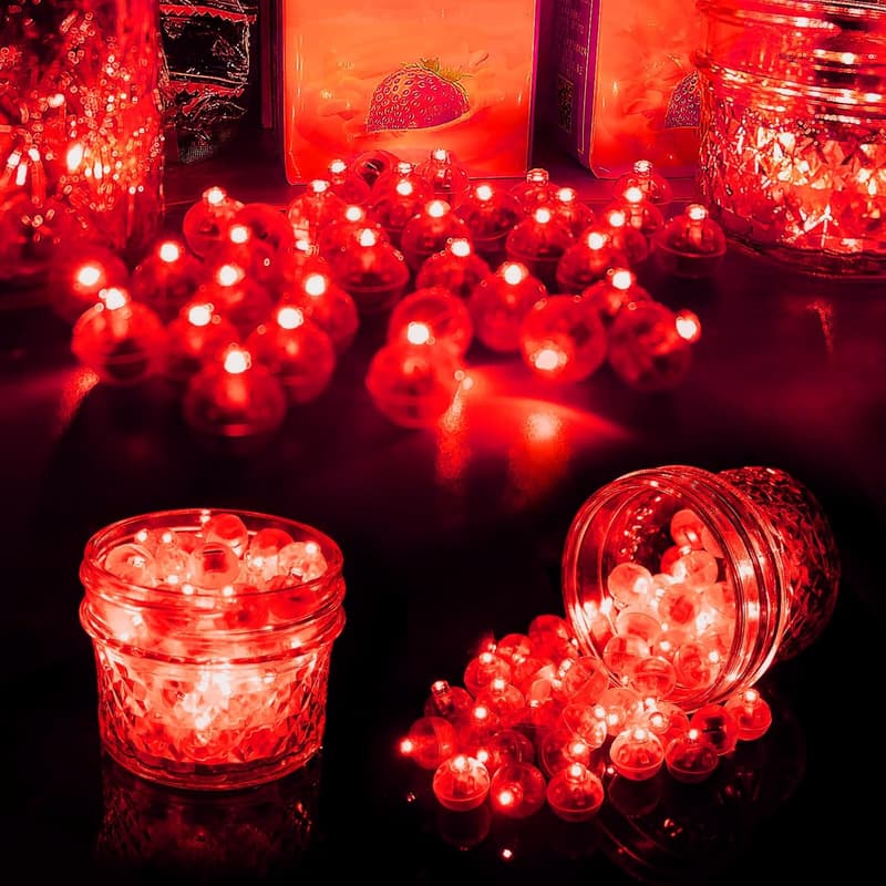 Red LED Balloon Lights - 50 Pcs Mini Ball Lamps for Events