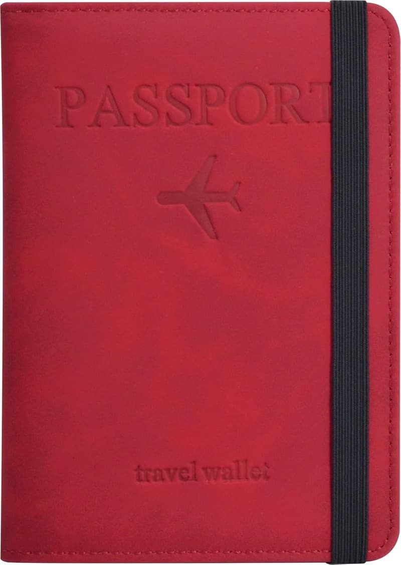 RFID Blocking Leather Passport Holder with Card and Boarding Pass Slots