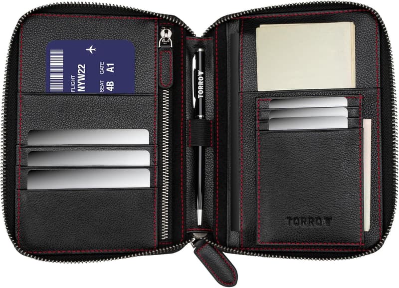 Genuine Leather Travel Wallet with Passport Holder