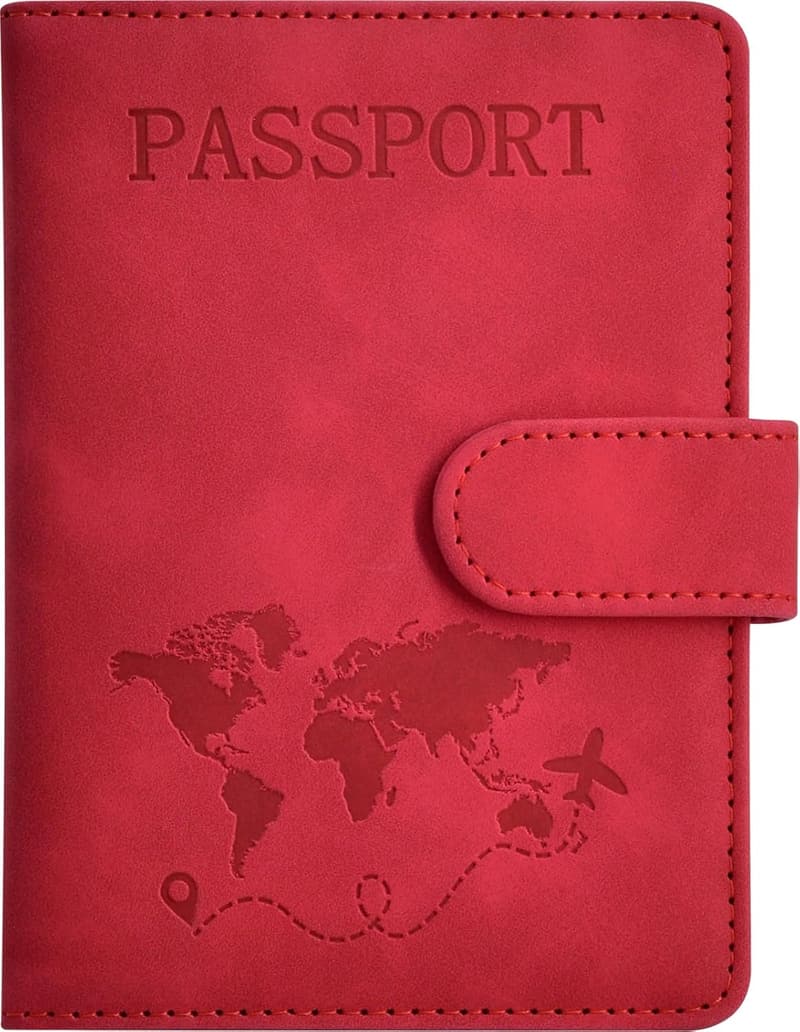 RFID Blocking Leather Passport Holder with Card and Boarding Pass Slots