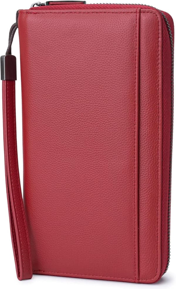RFID Blocking Leather Travel Document Organizer for Families
