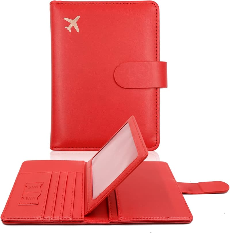 RFID Blocking Passport Holder for Travel - Unisex, Red