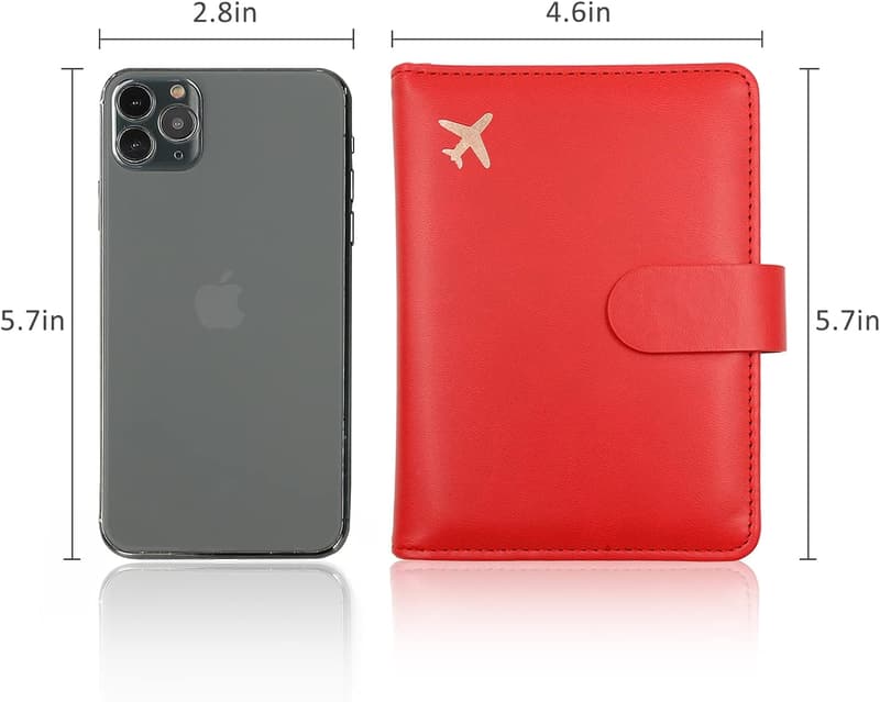 RFID Blocking Passport Holder for Travel - Unisex, Red