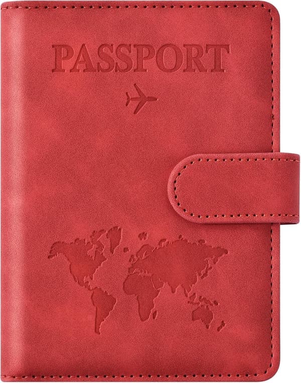 Travel Passport Holder Wallet Cover for Men and Women (Red)