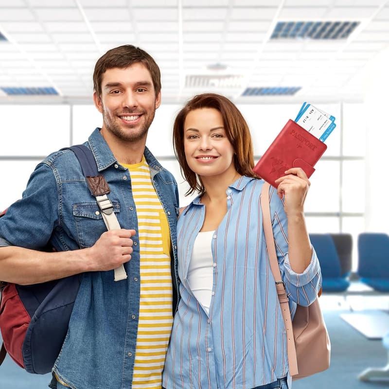 Travel Passport Holder Wallet Cover for Men and Women (Red)