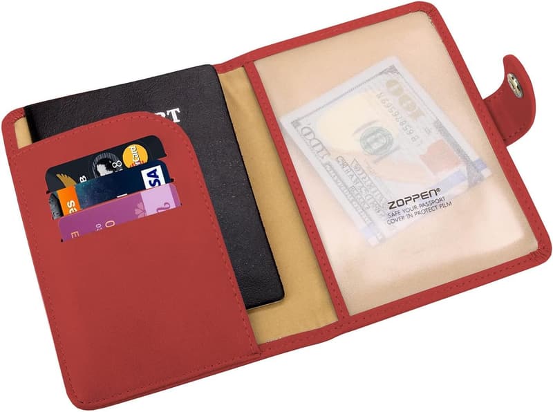 RFID Blocking Passport Holder for Women - Scarlet Red Travel Wallet