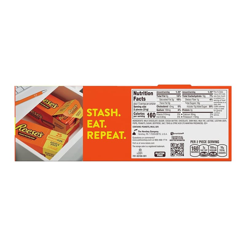 REESE'S Milk Chocolate Peanut Butter Cups, Snack Size Pack, 13.75 oz