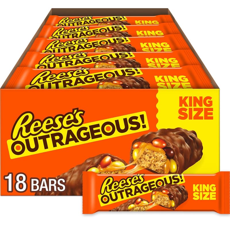 REESE'S Outrageous! King Size Peanut Butter & Caramel Bars (18 Count)