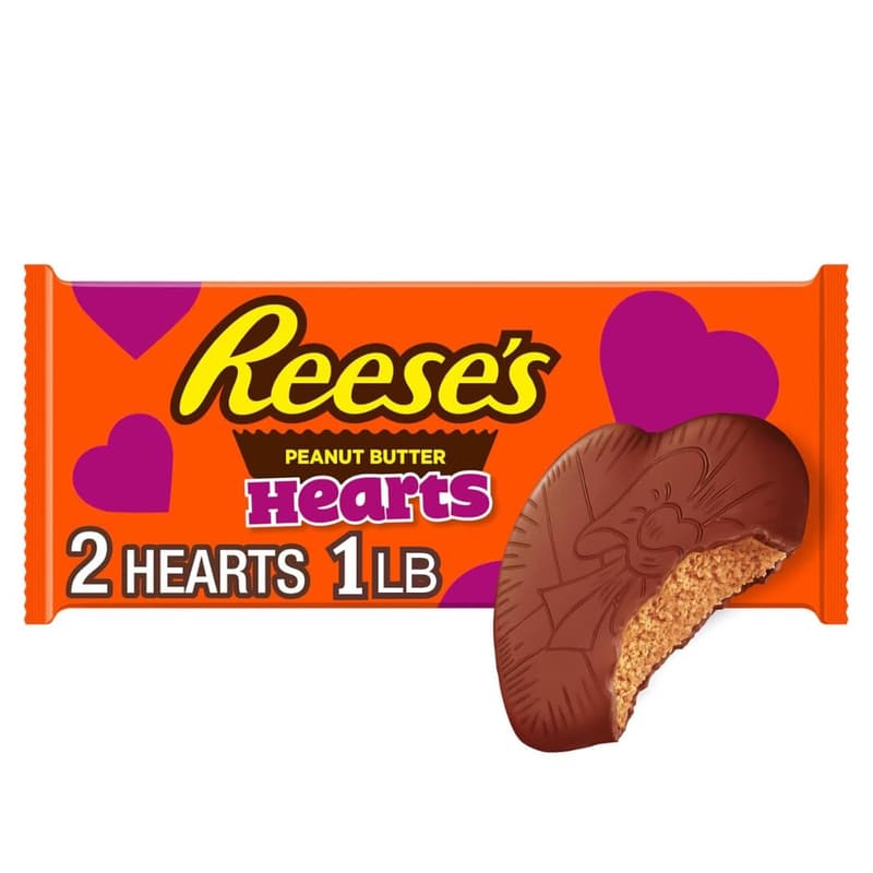 REESE'S Milk Chocolate Peanut Butter Hearts, 16 oz Pack