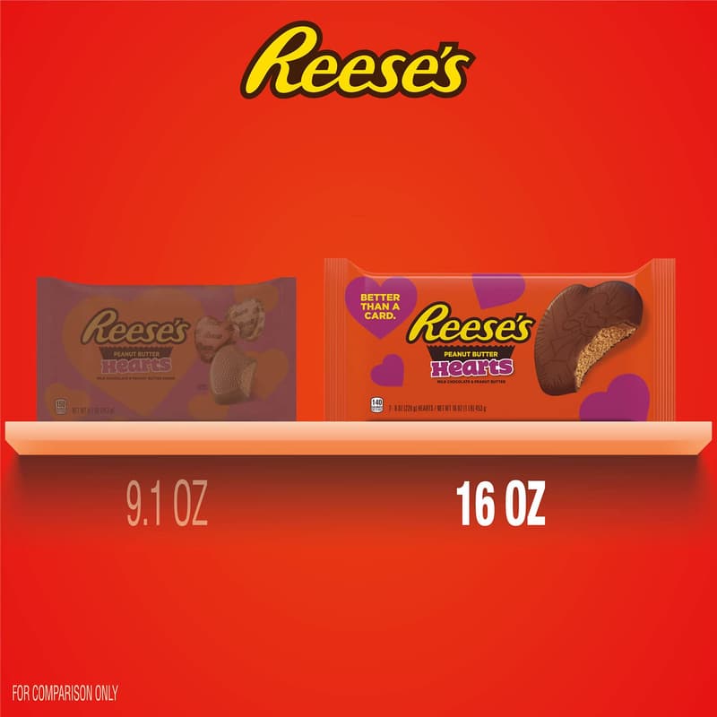 REESE'S Milk Chocolate Peanut Butter Hearts, 16 oz Pack