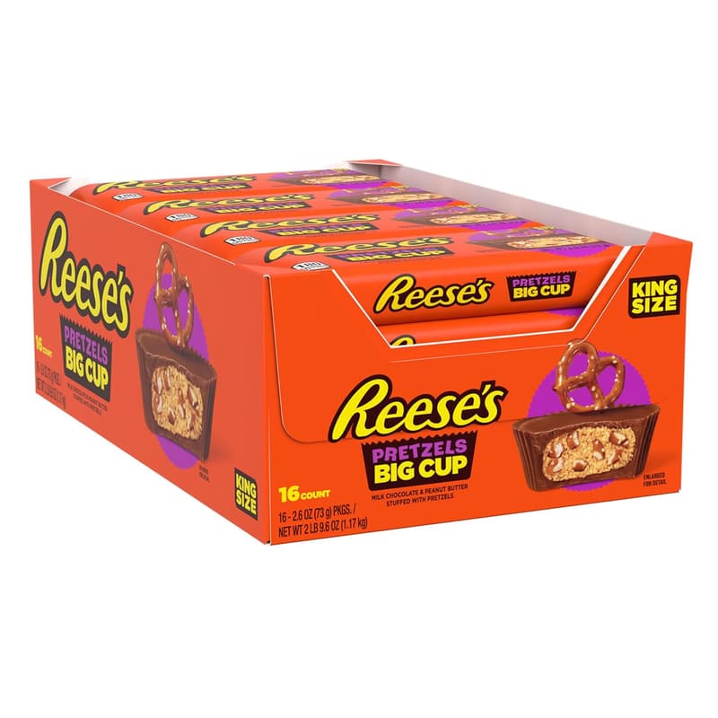 REESE'S King Size Milk Chocolate Peanut Butter Cups with Pretzels (16 Count)