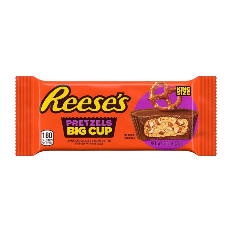 REESE'S King Size Milk Chocolate Peanut Butter Cups with Pretzels (16 Count)