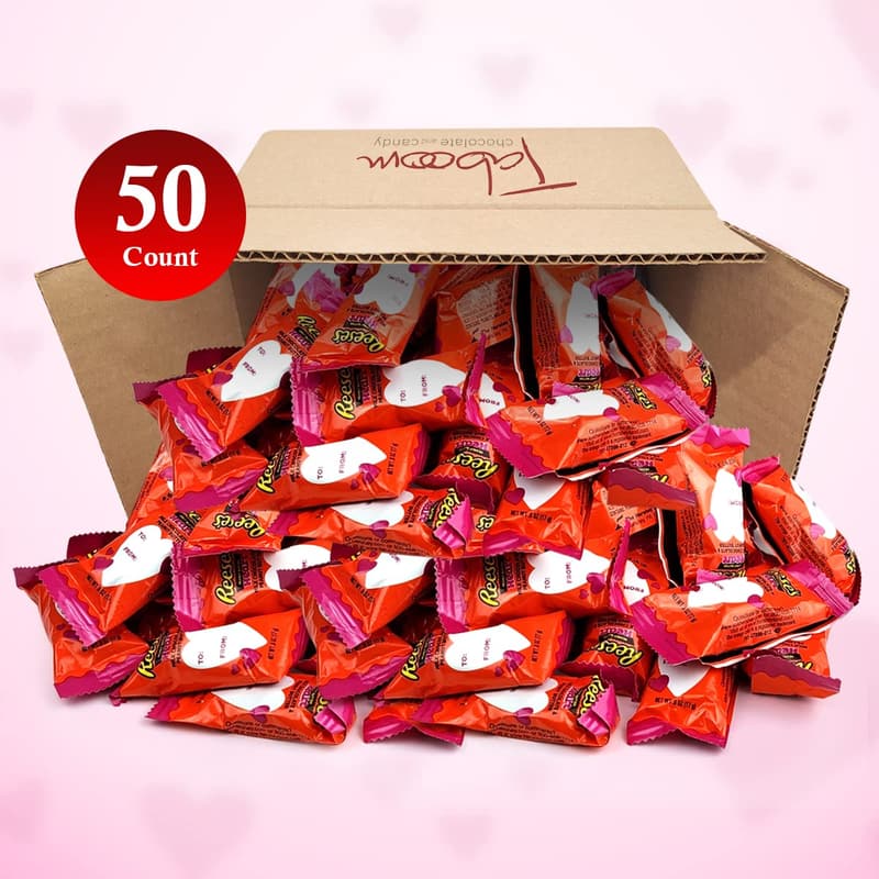 Valentine's Peanut Butter Heart Candy Party Pack (50 Count)