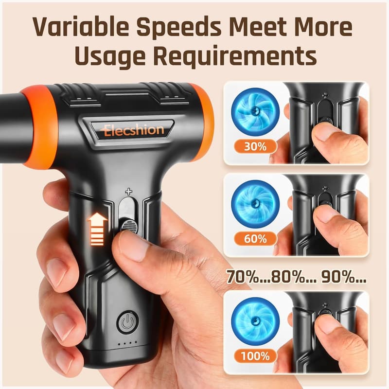 Electric Air Duster - 50 MPH Variable Speed Air Blower for Electronics